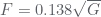 F=0.138\sqrt{G}