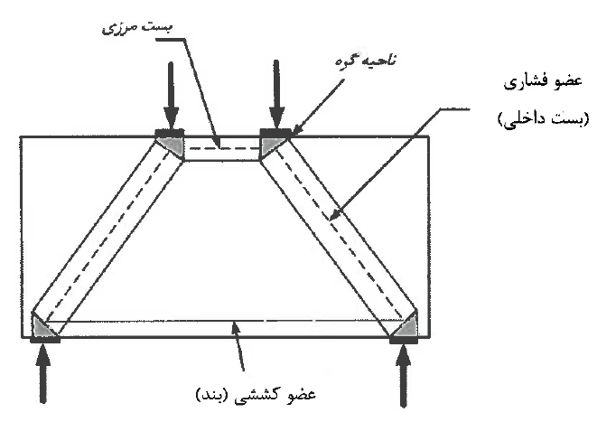 شکل ۹-پ۳-۳ اجزای مدل خرپایی (بست و بند)